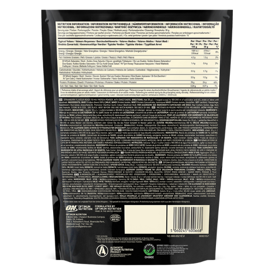 Gold Standard 100% Whey, Delicious Strawberry, 450g, Optimum Nutrition - Vitax.ro