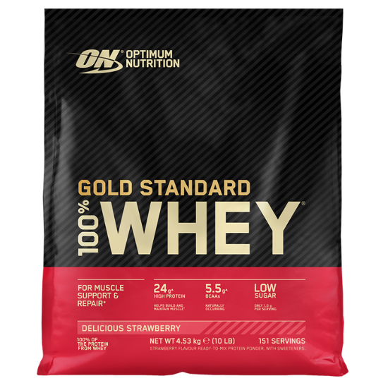 Gold Standard 100% Whey, Delicious Strawberry, 4530g, Optimum Nutrition