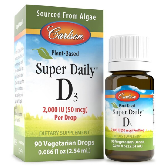 Plant-Based Super Daily D3, 2000 IU, 2.54 ml, Carlson Labs - Vitax.ro