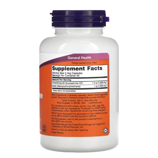 Glucosamine & MSM Vegetarian, 120 vcaps, NOW Foods - Vitax.ro