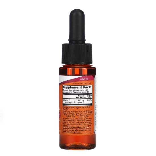 Vitamin E-Oil, Natural Liquid, 30 ml, NOW Foods - Vitax.ro