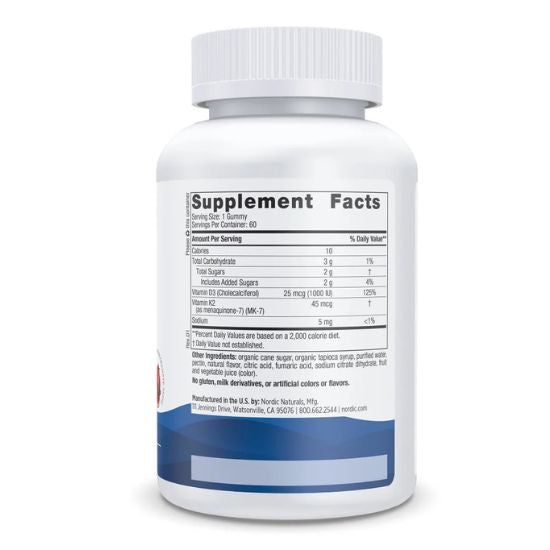 Vitamin D3+K2 Gummies, Pomegranate, 60 gummies, Nordic Naturals - Vitax.ro