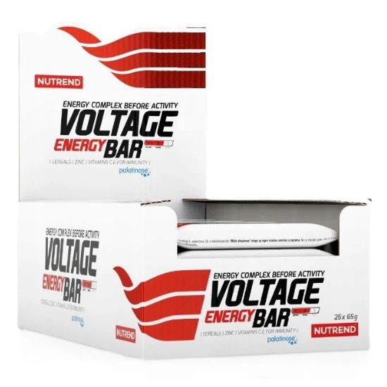 Voltage Energy Bar with Caffeine, Dark Chocolate, 25 x 65 g, Nutrend - Vitax.ro
