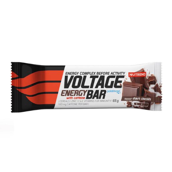 Voltage Energy Bar with Caffeine, Dark Chocolate, 25 x 65 g, Nutrend - Vitax.ro