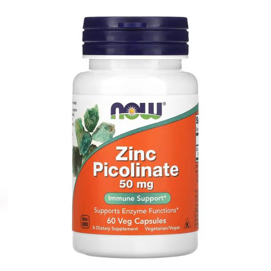 Zinc Picolinate, 50mg, 60 vcaps, NOW Foods - Vitax.ro