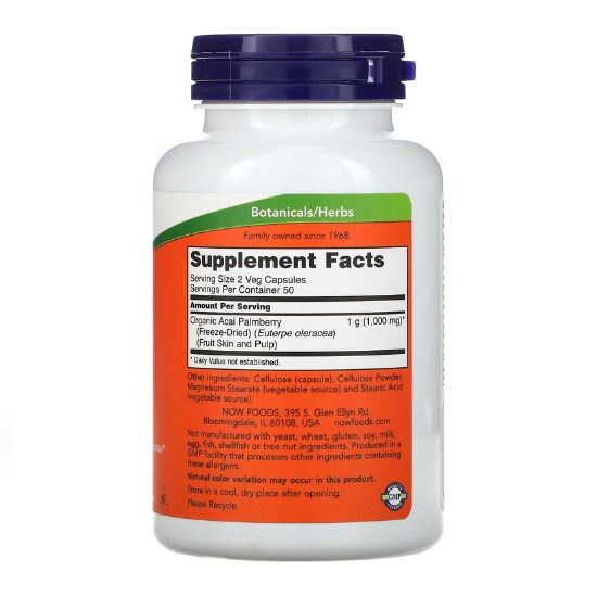 Acai, 500mg, 100 vcaps, NOW Foods - Vitax.ro