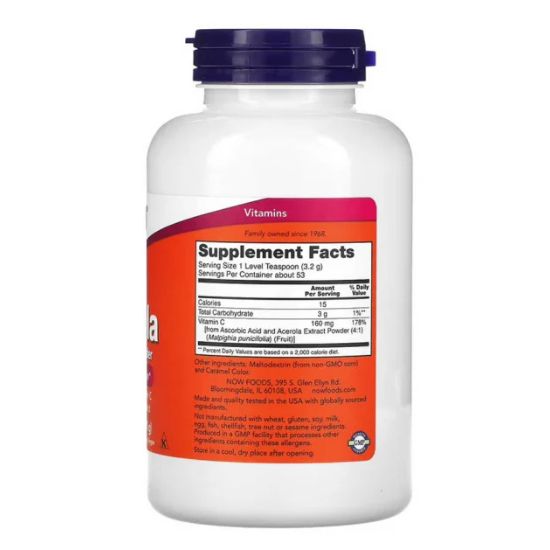 Acerola, 4:1 Extract Powder, 170g, NOW Foods - Vitax.ro