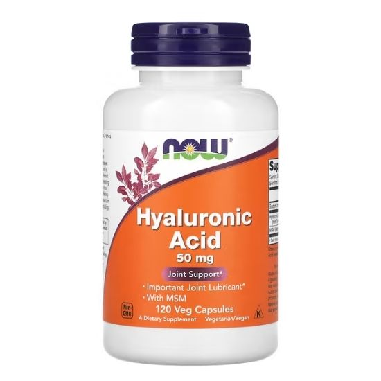 Hyaluronic Acid with MSM, 50mg, 120 vcaps, NOW Foods - Vitax.ro