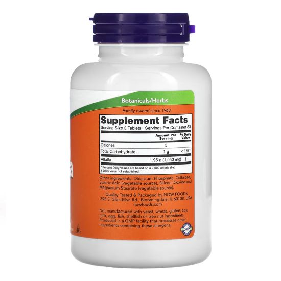 Alfalfa, 650mg, 250 tablets, NOW Foods - Vitax.ro