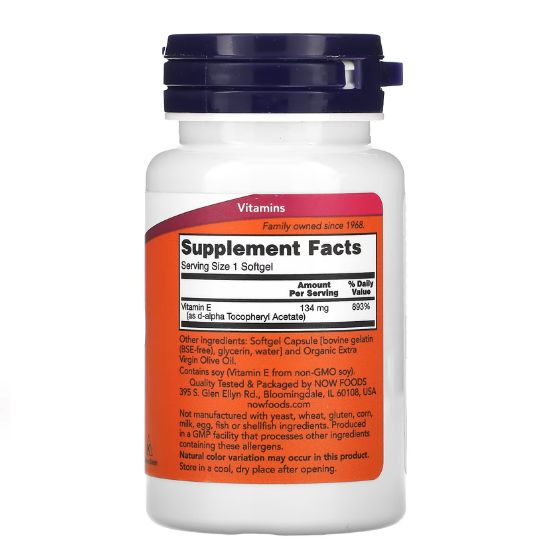 Vitamin E-200, Natural, 100 softgels, NOW Foods - Vitax.ro