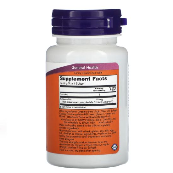 Astaxanthin Extra Strength,30 softgels, NOW Foods - Vitax.ro