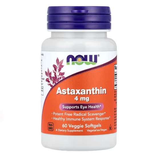 Astaxanthin, 4mg, 60 veggie softgels, NOW Foods - Vitax.ro