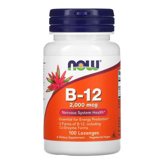 Vitamin B-12, 2000mcg, 100 lozenges, NOW Foods - Vitax.ro