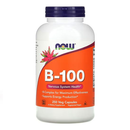 Vitamin B-100, 250 vcaps, NOW Foods - Vitax.ro