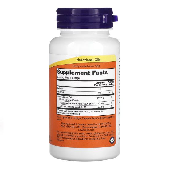 Black Currant Oil, 500mg, 100 softgels, NOW Foods - Vitax.ro