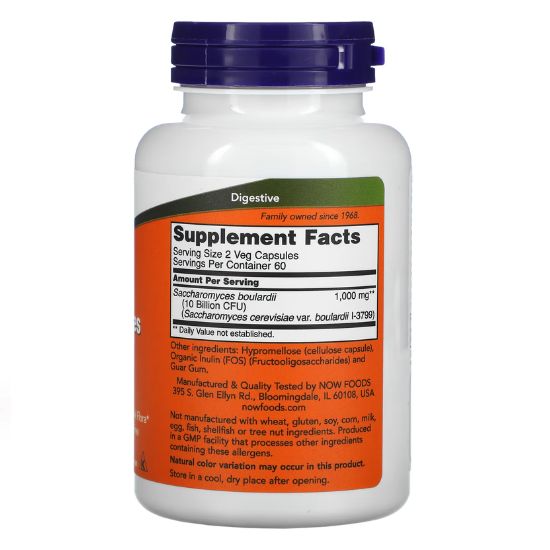 Saccharomyces Boulardii, 120 vcaps, NOW Foods - Vitax.ro