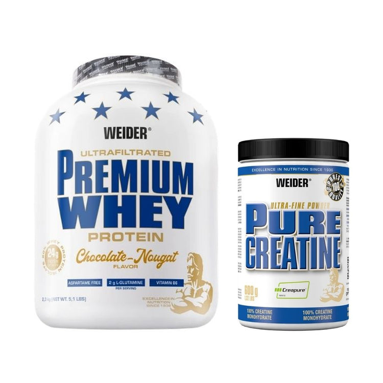 Premium Whey (Chocolate Nougat, 2300g) + Pure Creatine 600g, Weider