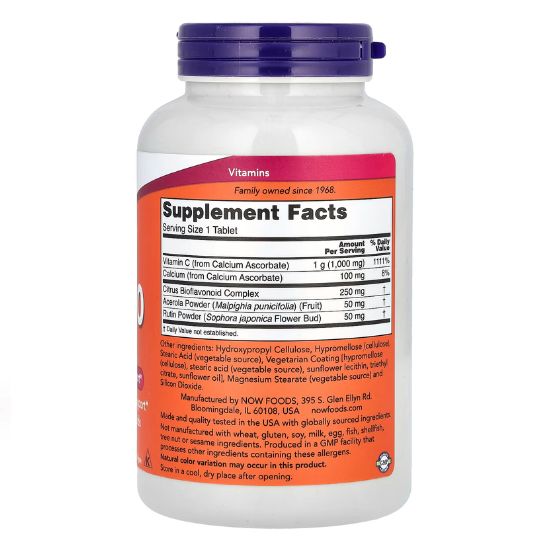 Vitamin C-1000 Complex cu Bioflavonoide, 180 Capsule Vegetale, NOW Foods - Vitax.ro
