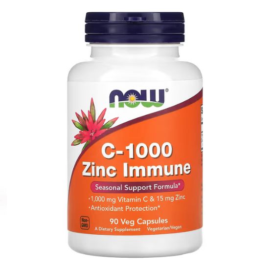 C-1000 Zinc Immune, 90 vcaps, NOW Foods - Vitax.ro