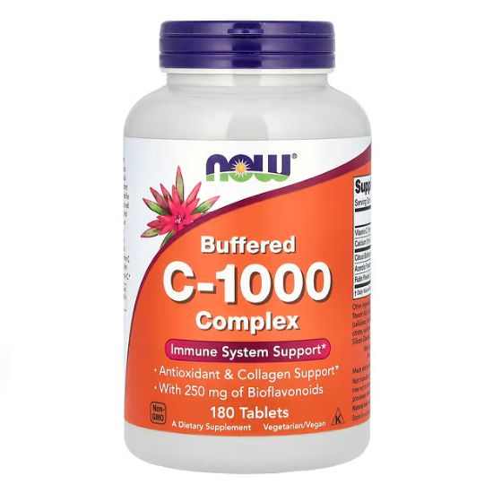 Vitamin C-1000 Complex cu Bioflavonoide, 180 Capsule Vegetale, NOW Foods - Vitax.ro