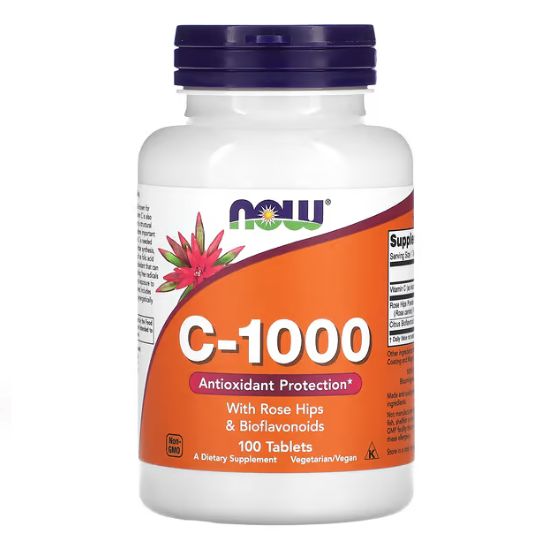 Vitamin C-1000 with Rose Hips & Bioflavonoids, 100 tablets, NOW Foods - Vitax.ro