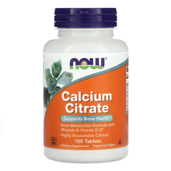 Calcium Citrate with Minerals & Vitamin D-2, 100 tabs, NOW Foods - Vitax.ro