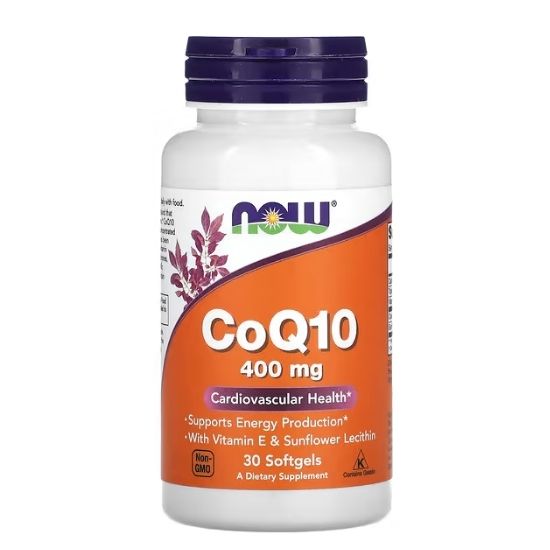 CoQ10 with Vitamin E & Sunflower Lecithin, 400mg, 30 softgels, NOW Foods - Vitax.ro