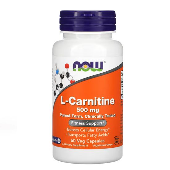 L-Carnitine, 500mg, 60 vcaps, NOW Foods - Vitax.ro