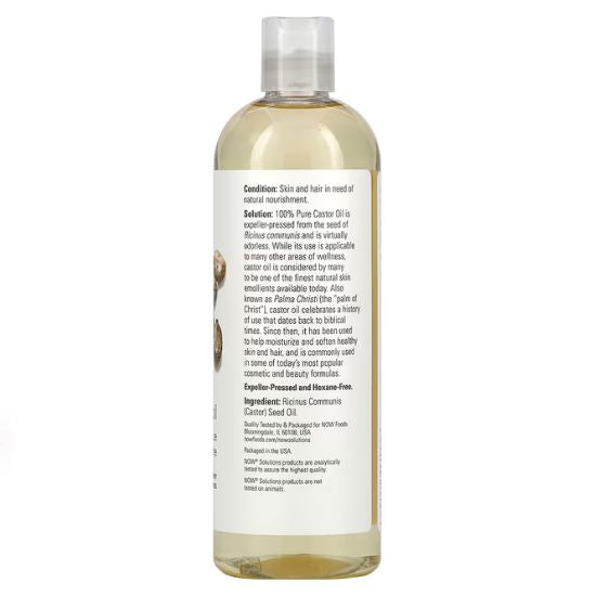 Castor Oil 100% Pure 473 ml, NOW Foods - Vitax.ro