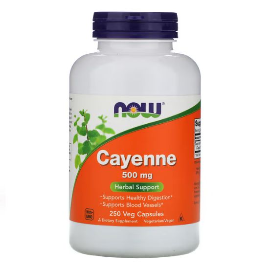 Cayenne, 500mg, 250 vcaps, NOW Foods