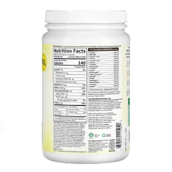 Raw Organic Protein, Chocolate, 660g, Garden of Life - Vitax.ro