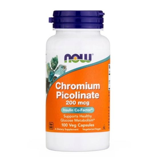 Chromium Picolinate, 200mcg, 100 vcaps, NOW Foods - Vitax.ro
