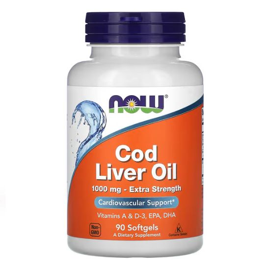 Cod Liver Oil, 1000mg Extra Strength, 90 softgels, NOW Foods - Vitax.ro