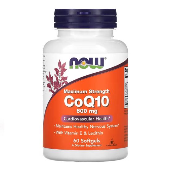 CoQ10 with Lecithin & Vitamin E, 600mg, 60 softgels, NOW Foods - Vitax.ro