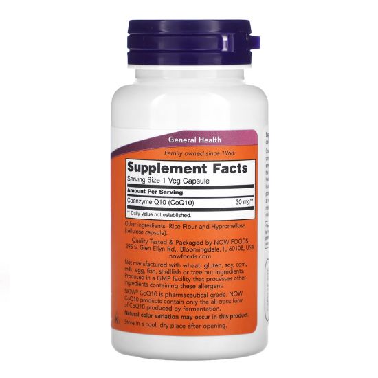 CoQ10, 30mg, 60 vcaps, NOW Foods - Vitax.ro