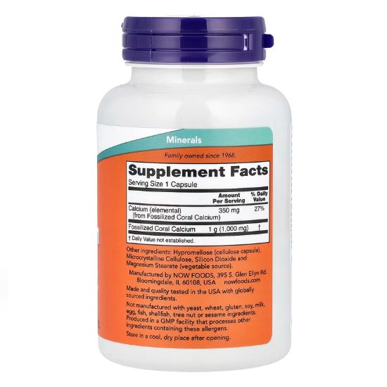 Coral Calcium, 1000mg, 100 vcaps, NOW Foods - Vitax.ro
