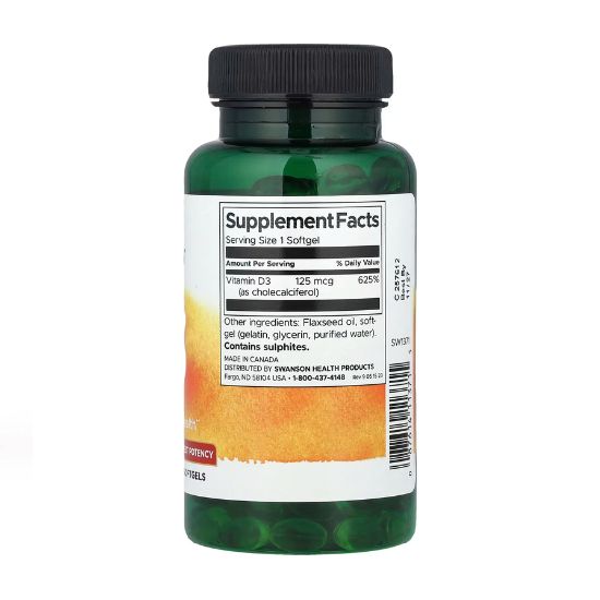 Vitamin D-3, 5000 IU, 250 softgels, Swanson - Vitax.ro