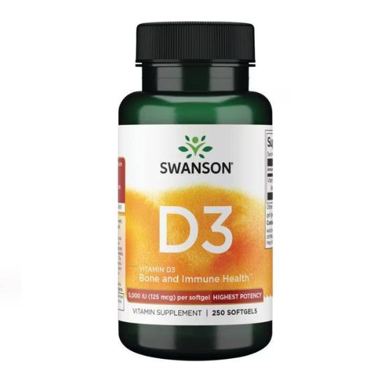 Vitamin D-3, 5000 IU, 250 softgels, Swanson - Vitax.ro