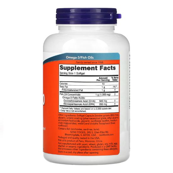 DHA-500, 500 DHA / 250 EPA, 180 softgels, NOW Foods - Vitax.ro