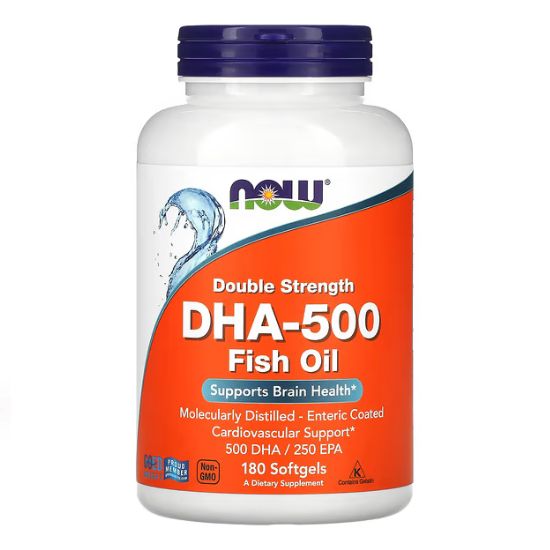 DHA-500, 500 DHA / 250 EPA, 180 softgels, NOW Foods - Vitax.ro