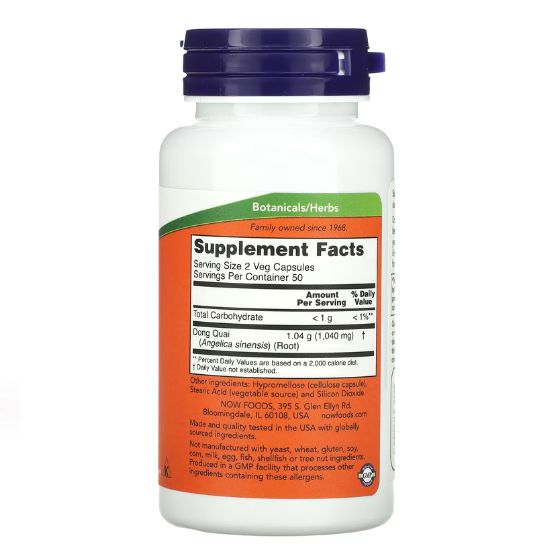 Dong Quai, 520mg, 100 vcaps, NOW Foods - Vitax.ro