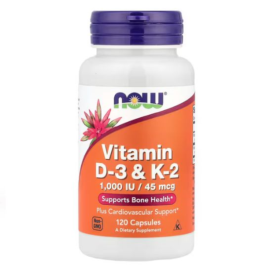 Vitamin D-3 & K-2, 120 vcaps, NOW Foods - Vitax.ro