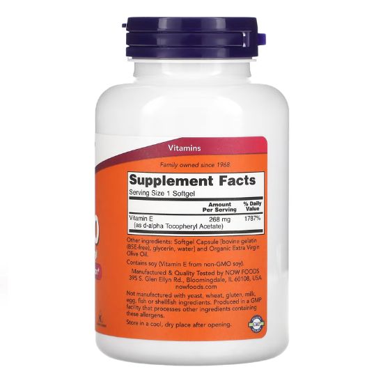 Vitamin E-400, Natural, 250 softgels, NOW Foods - Vitax.ro