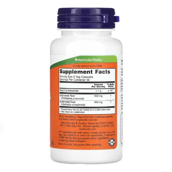 Echinacea & Goldenseal Root, 100 caps, NOW Foods - Vitax.ro