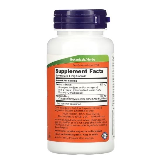 Hawthorn Extract, 300mg, 90 vcaps, NOW Foods - Vitax.ro