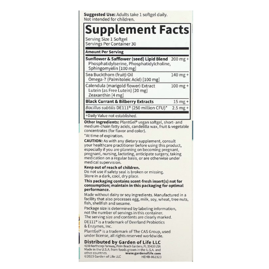 Herbals Eye Health, 30 vegan softgels, Garden of Life - Vitax.ro