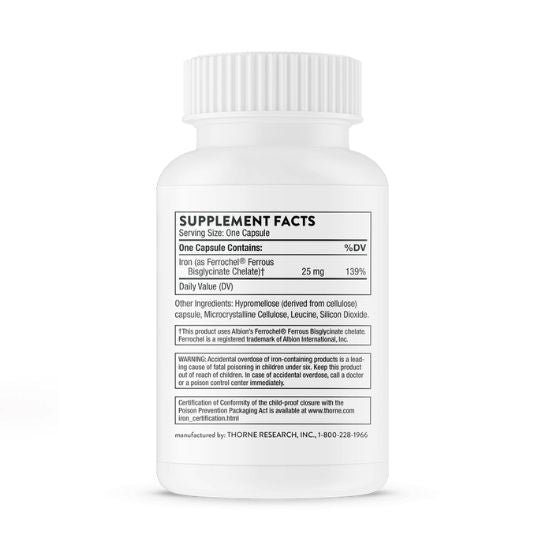 Bisglicinat de fier, 60 capsule, Thorne Research - Vitax.ro