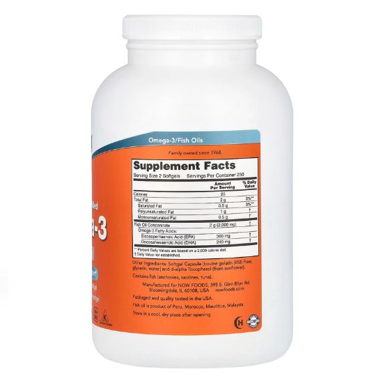 Omega-3 Molecularly Distilled, 500 softgels, NOW Foods