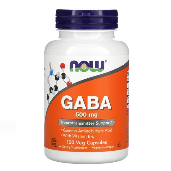 GABA with Vitamin B6, 500mg, 100 vcaps, NOW Foods - Vitax.ro