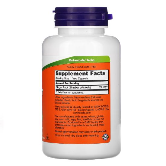 Ginger Root, 550mg, 100 vcaps, NOW Foods - Vitax.ro